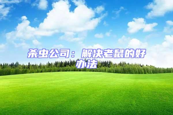 殺蟲公司:解決老鼠的好辦法