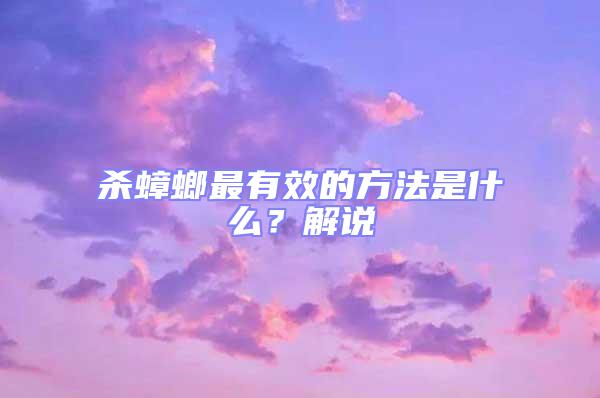 殺蟑螂最有效的方法是什么?解說