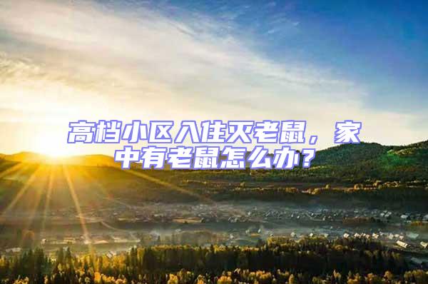 高檔小區(qū)入住滅老鼠,家中有老鼠怎么辦?