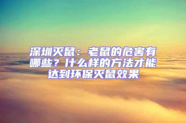 深圳滅鼠:老鼠的危害有哪些?什么樣的方法才能達到環(huán)保滅鼠效果