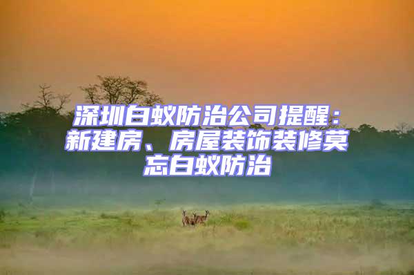 深圳白蟻防治公司提醒：新建房、房屋裝飾裝修莫忘白蟻防治