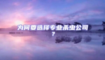 為何要選擇專業殺蟲公司?