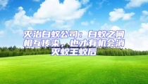 滅治白蟻公司:白蟻之間相互傳染,也才有機(jī)會(huì)消滅蟻王蟻后