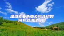 深圳專業(yè)殺蟲公司介紹如何有效治理蟑螂