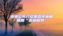 殺蟲公司介紹家庭滅蟑螂慎用“殺蟑煙劑”