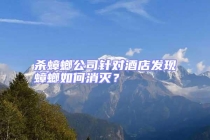 殺蟑螂公司針對酒店發現蟑螂如何消滅？